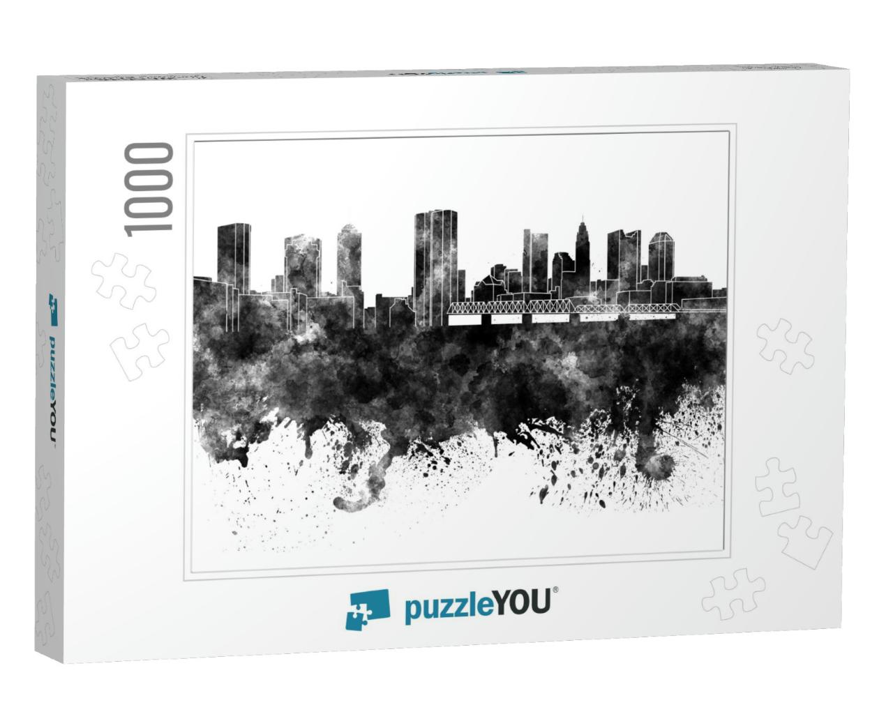 Columbus Skyline in Black Watercolor on White Background... Jigsaw Puzzle with 1000 pieces
