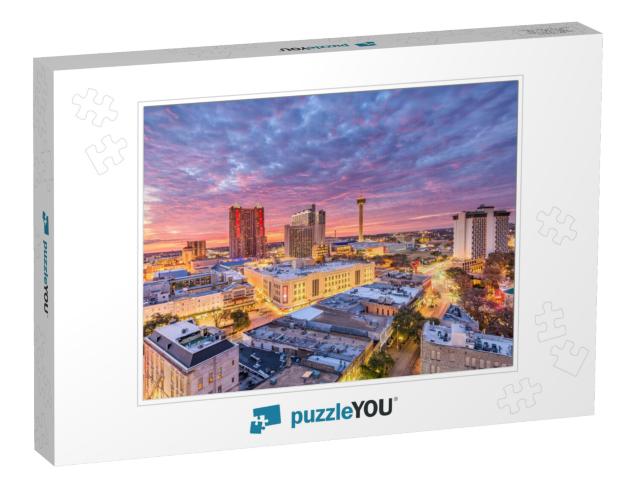 San Antonio, Texas, USA Downtown City Skyline At Dusk... Jigsaw Puzzle