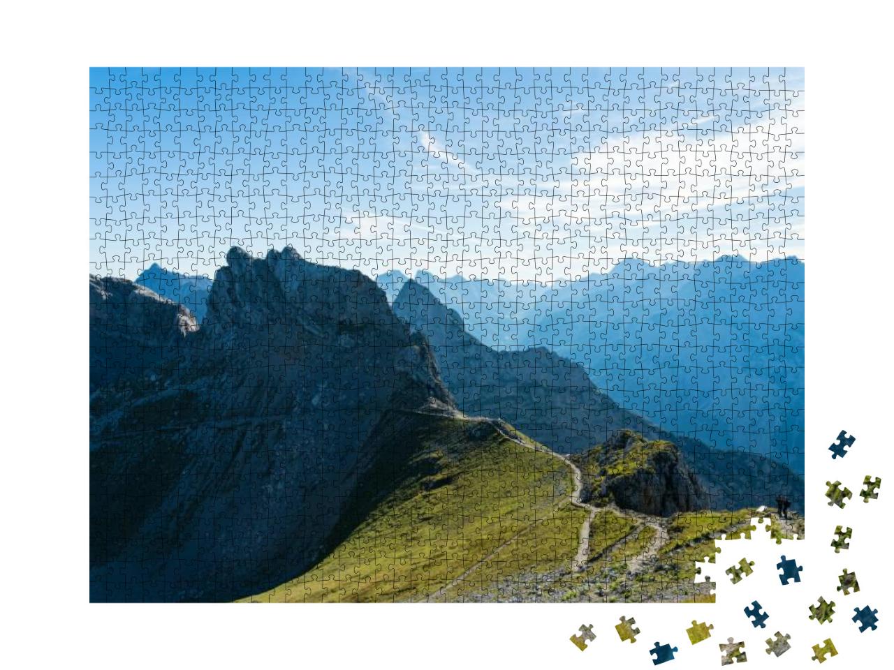 Mountain Panorama View from the Karwendel Mountains, Bava... Jigsaw Puzzle with 1000 pieces