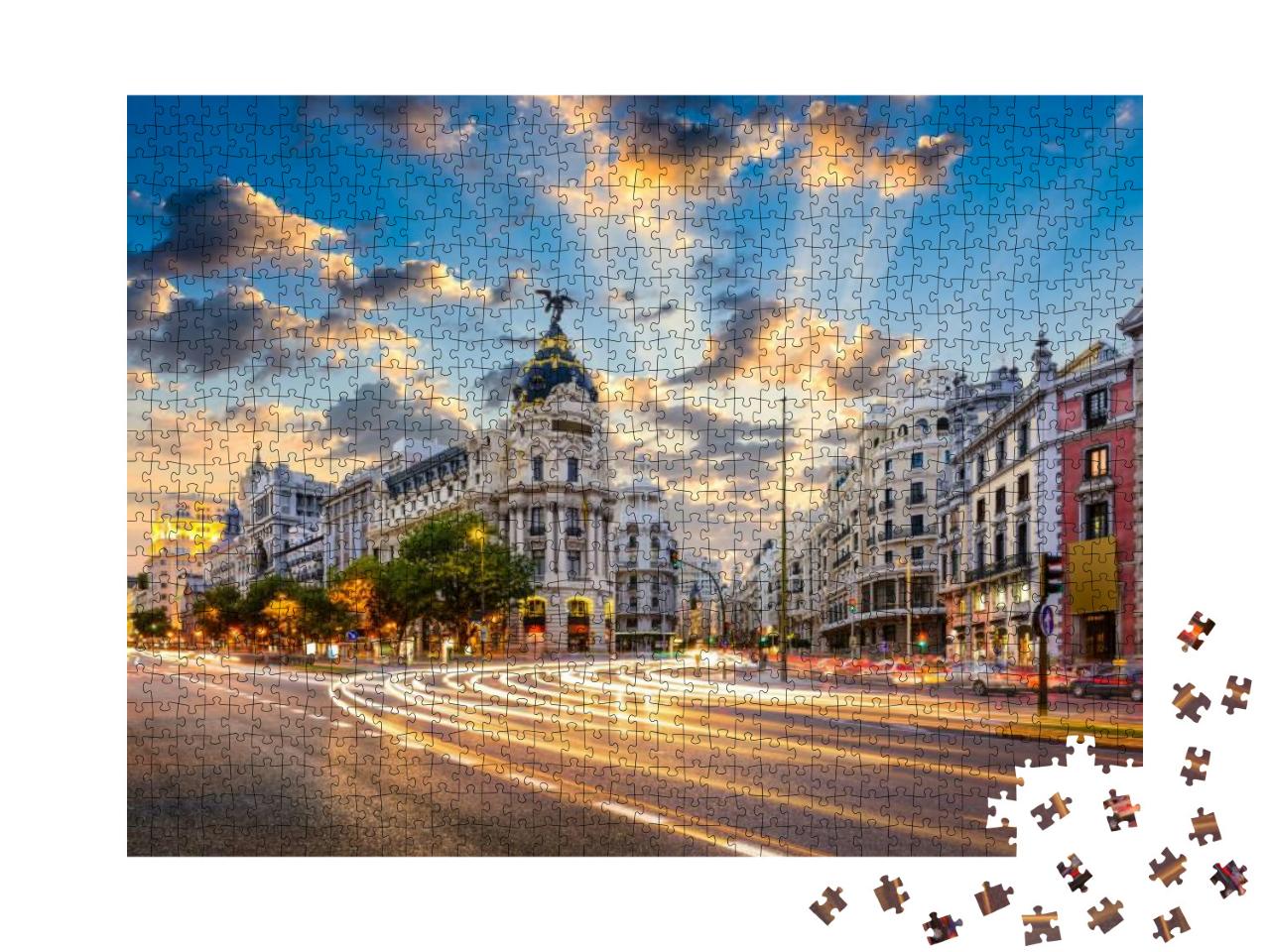 Madrid, Spain Cityscape At Calle De Alcala & Gran Via... Jigsaw Puzzle with 1000 pieces
