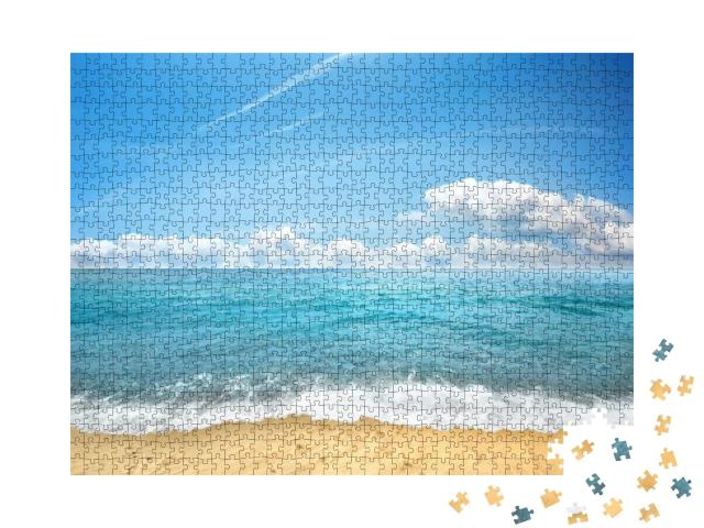 Tropical Yellow Sand Beach & Blue Sky... Jigsaw Puzzle with 1000 pieces