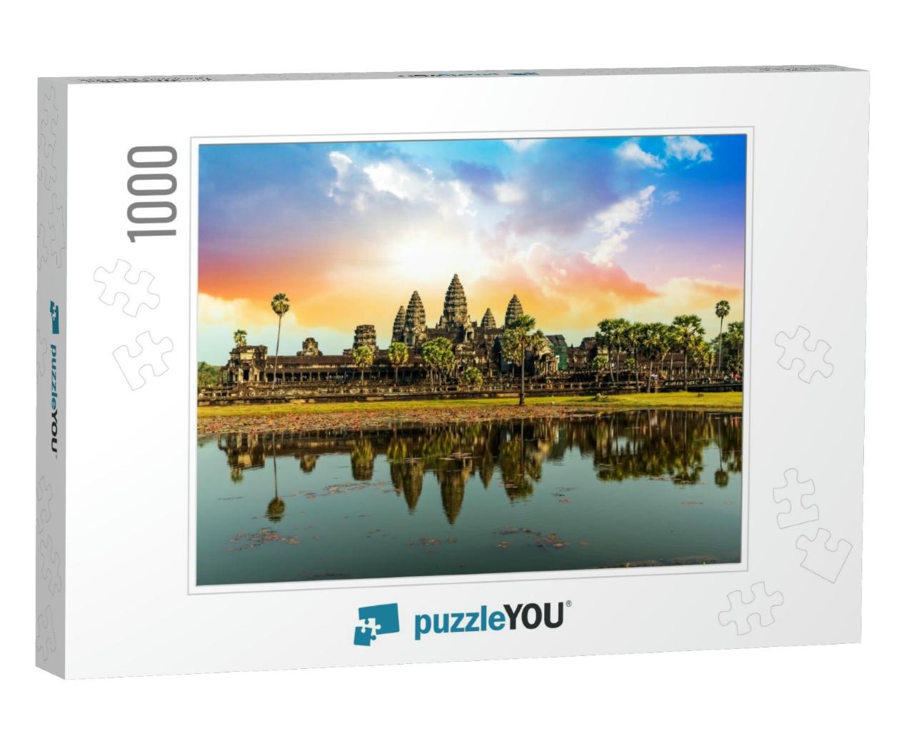 Colorful Sunrise in Angkor Wat, Cambodia... Jigsaw Puzzle with 1000 pieces