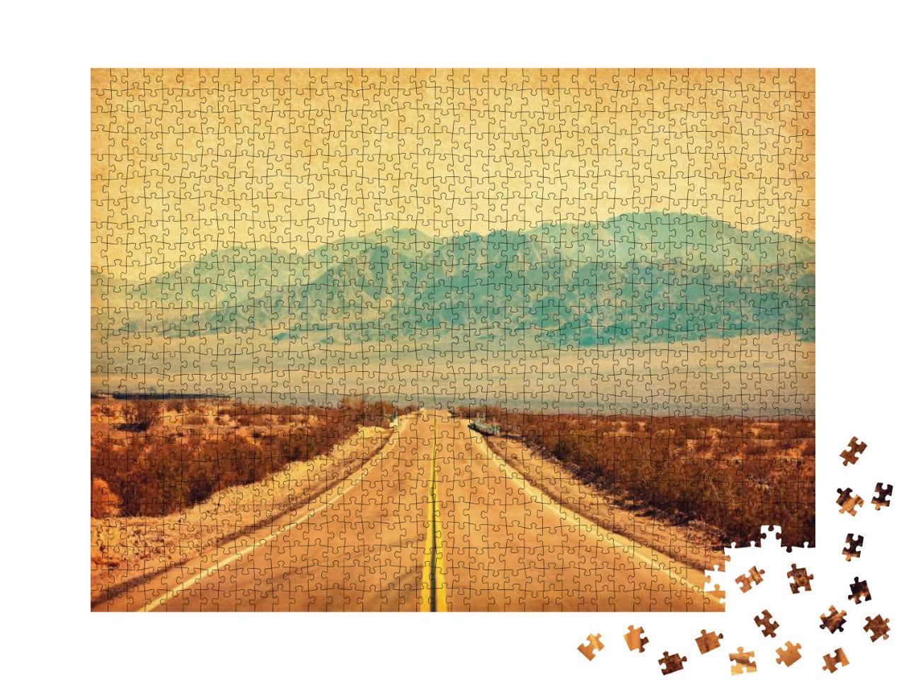 Route 66 Crossing the Mojave Desert, California, United S... Jigsaw Puzzle with 1000 pieces