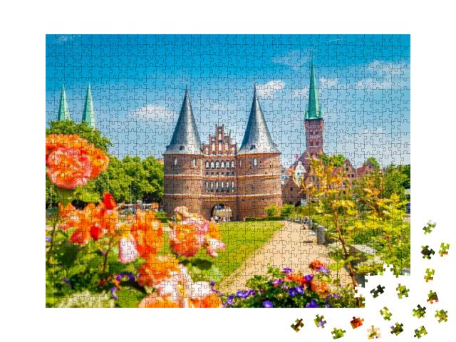 Idyllic Postcard View of the Historic Town of Luebeck wit... Jigsaw Puzzle with 1000 pieces
