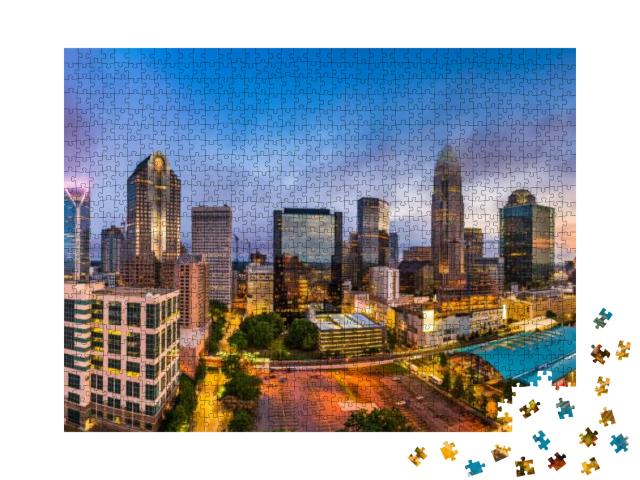 Charlotte, North Carolina, USA Uptown Skyline Panorama... Jigsaw Puzzle with 1000 pieces
