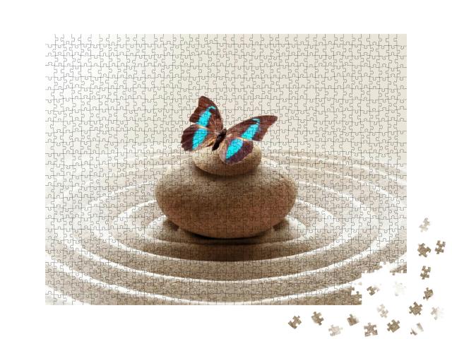 Zen Garden Meditation Stone Background & Butterfly... Jigsaw Puzzle with 1000 pieces