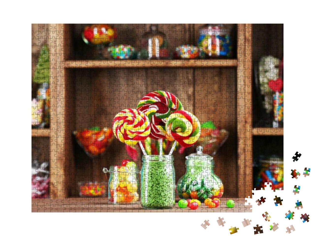 Colorful Candies in Jars on Table in Shop... Jigsaw Puzzle with 1000 pieces