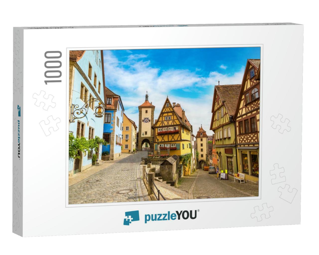 Medieval Old Street in Rothenburg Ob Der Tauber in a Beau... Jigsaw Puzzle with 1000 pieces