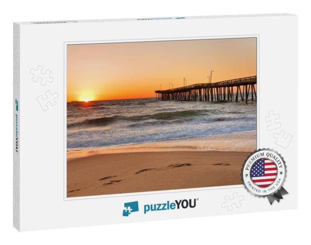Fishing Pier At Sunrise At Virginia Beach, Virginia, Usa... Jigsaw Puzzle