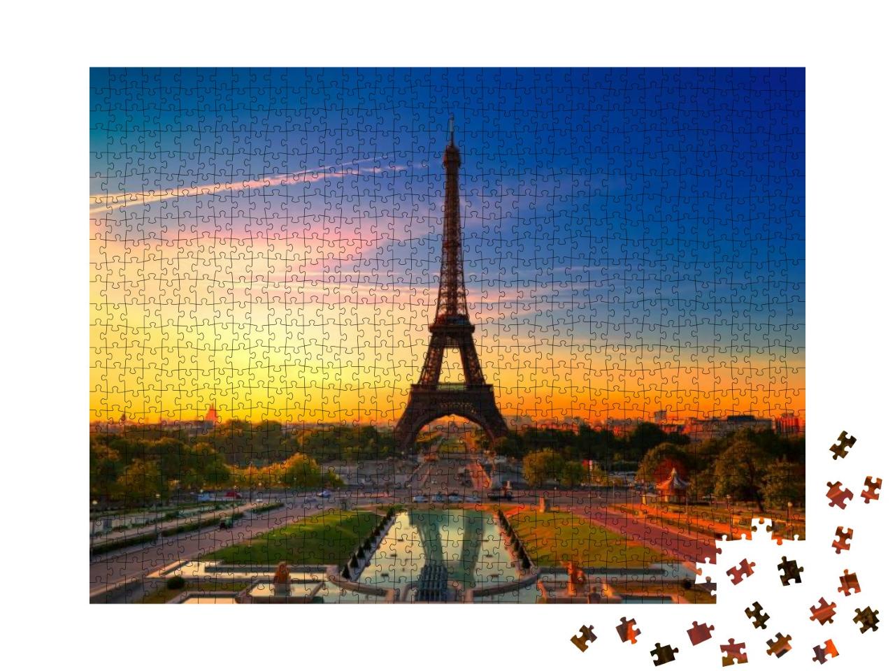 Sunrise in Paris, with the Eiffel Tower... Jigsaw Puzzle with 1000 pieces