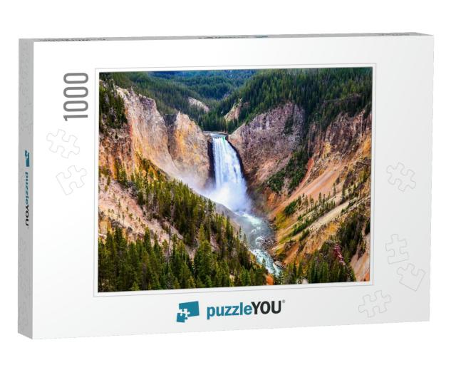 Yellowstone National Park Mountain Waterfall Valley Lands... Jigsaw Puzzle with 1000 pieces
