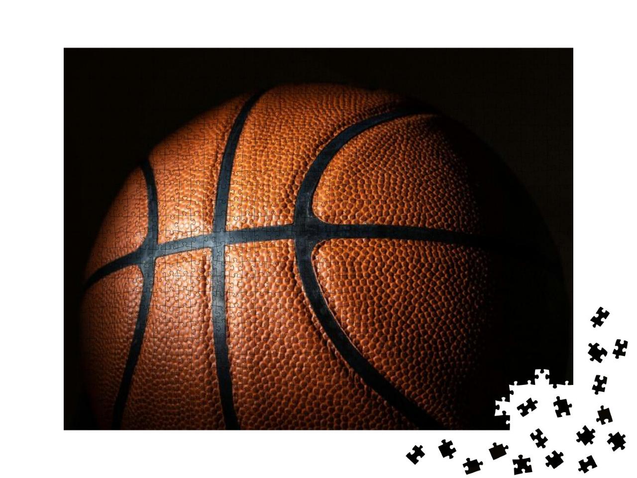 A Close-Up of a Leather Basketball on White... Jigsaw Puzzle with 1000 pieces