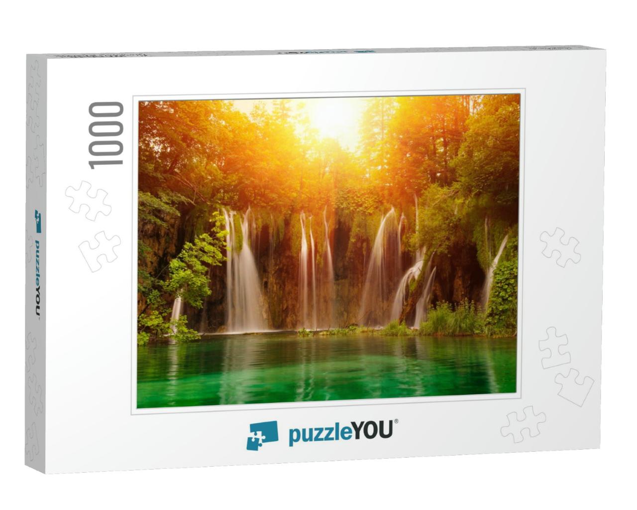Waterfalls in National Park. Plitvice, Croatia... Jigsaw Puzzle with 1000 pieces
