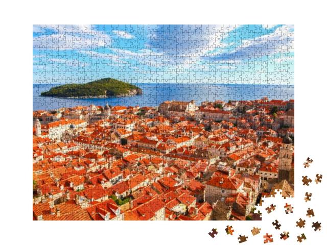 View of Many Landmarks of Old Town in City of Dubrovnik... Jigsaw Puzzle with 1000 pieces