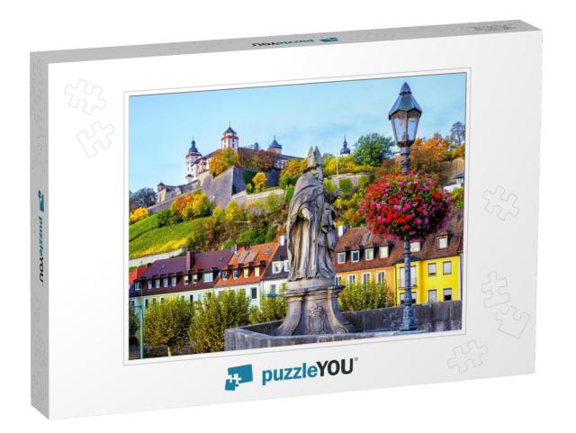 Wurzburg, Bavaria, Germany, View of the Marienberg Fortre... Jigsaw Puzzle