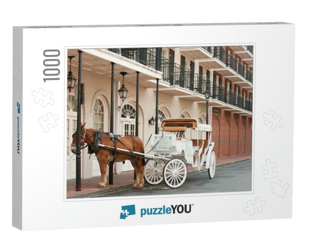 Elegant Horse-Drawn Carriage in French Quarter, New Orlea... Jigsaw Puzzle with 1000 pieces