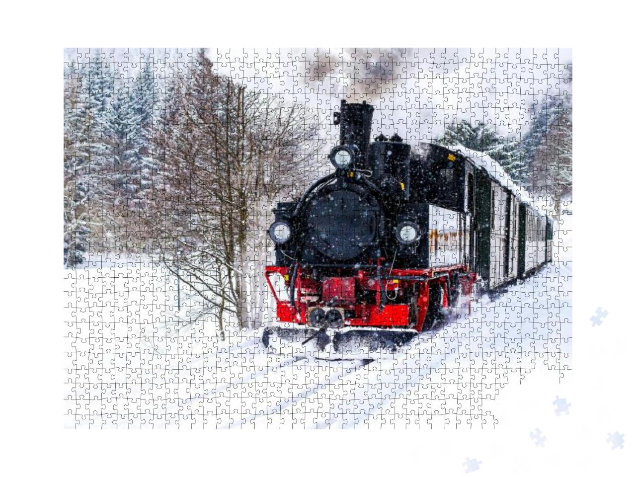 Steam Train Ride in Winter Snow Travel Scene... Jigsaw Puzzle with 1000 pieces