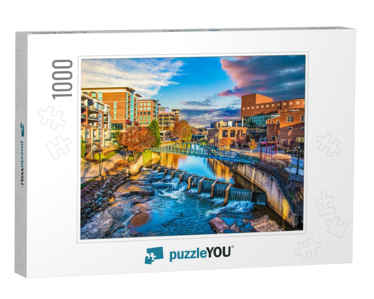 Reedy River & Skyline in Downtown Greenville South Caroli... Jigsaw Puzzle with 1000 pieces