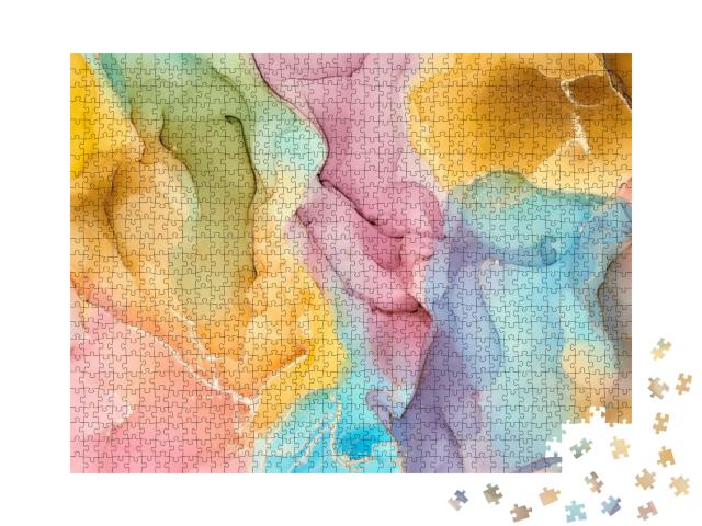 Natural Luxury Abstract Fluid Art Painting in Alcohol Ink... Jigsaw Puzzle with 1000 pieces