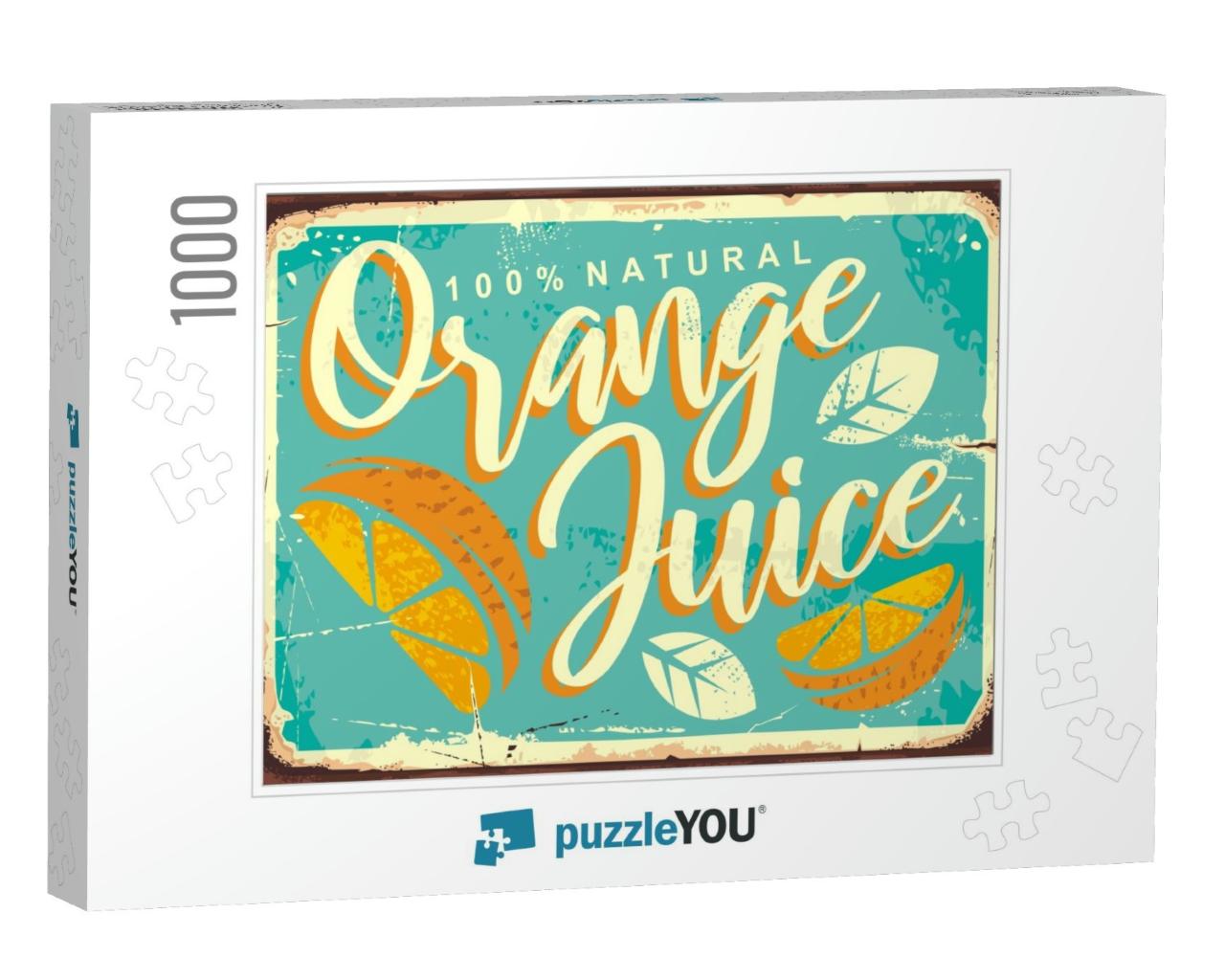 Orange Juice Retro Tin Sign. Metal Sign for Seasonal Frui... Jigsaw Puzzle with 1000 pieces