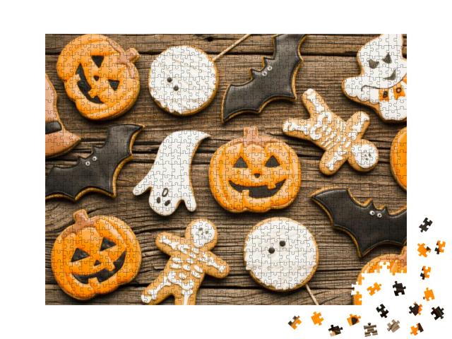 Delicious Halloween Party Cookies. Top View... Jigsaw Puzzle with 1000 pieces