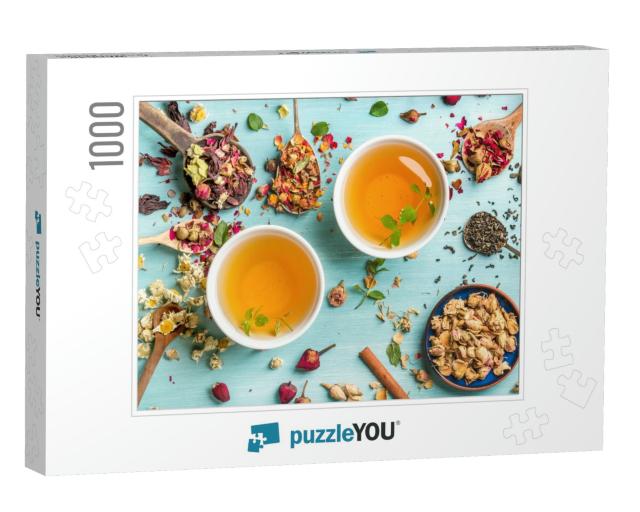 Two Cups of Healthy Herbal Tea with Mint, Cinnamon, Dried... Jigsaw Puzzle with 1000 pieces
