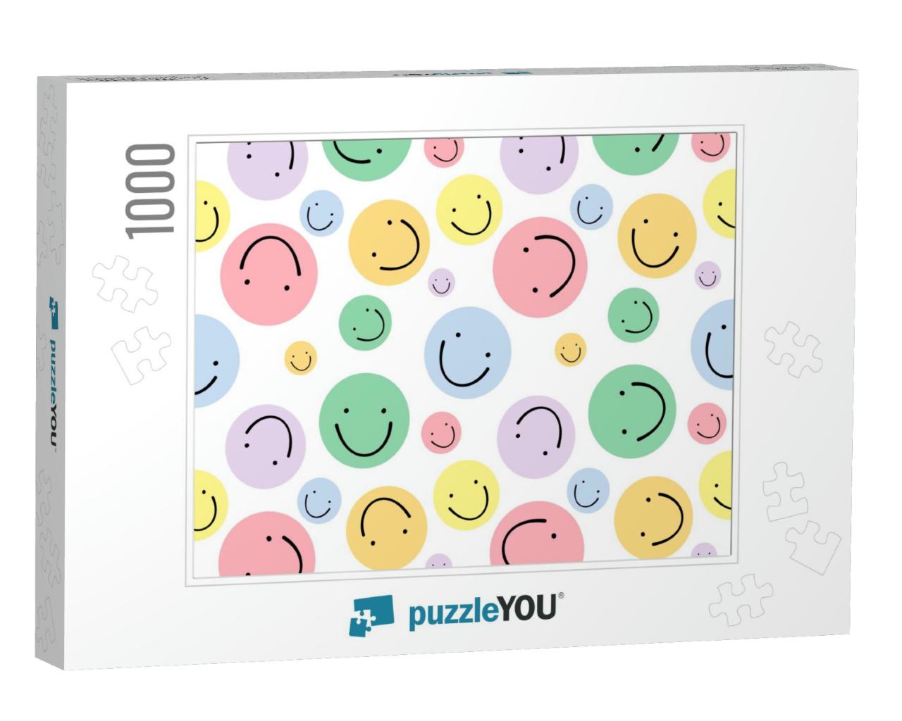 Beautiful Multicolored Smiley Emoji Background Pattern on... Jigsaw Puzzle with 1000 pieces