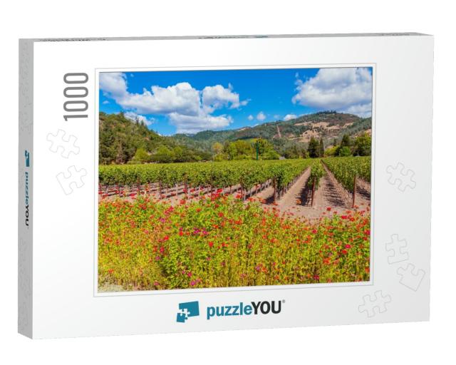 Wild Flowers Along Vineyards in Napa Valley California US... Jigsaw Puzzle with 1000 pieces