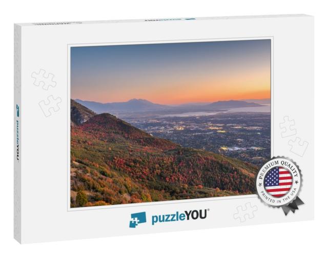 Provo, Utah, USA View of Downtown from the Lookout During... Jigsaw Puzzle