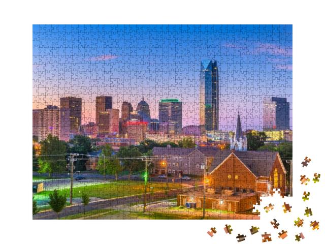 Oklahoma City, Oklahoma, USA Downtown Skyline At Twilight... Jigsaw Puzzle with 1000 pieces