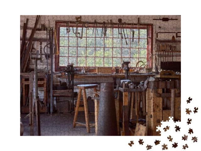 Large Table by the Window Old Vintage Craftsman's Worksho... Jigsaw Puzzle with 1000 pieces