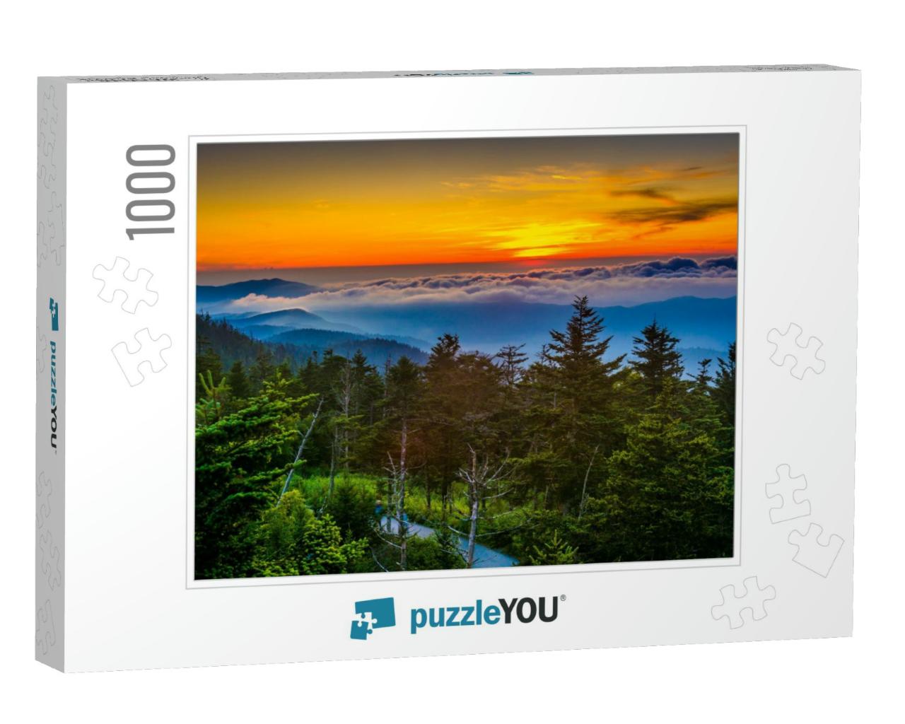 Sunset Over Mountains & Fog from Clingmans Dome Observati... Jigsaw Puzzle with 1000 pieces