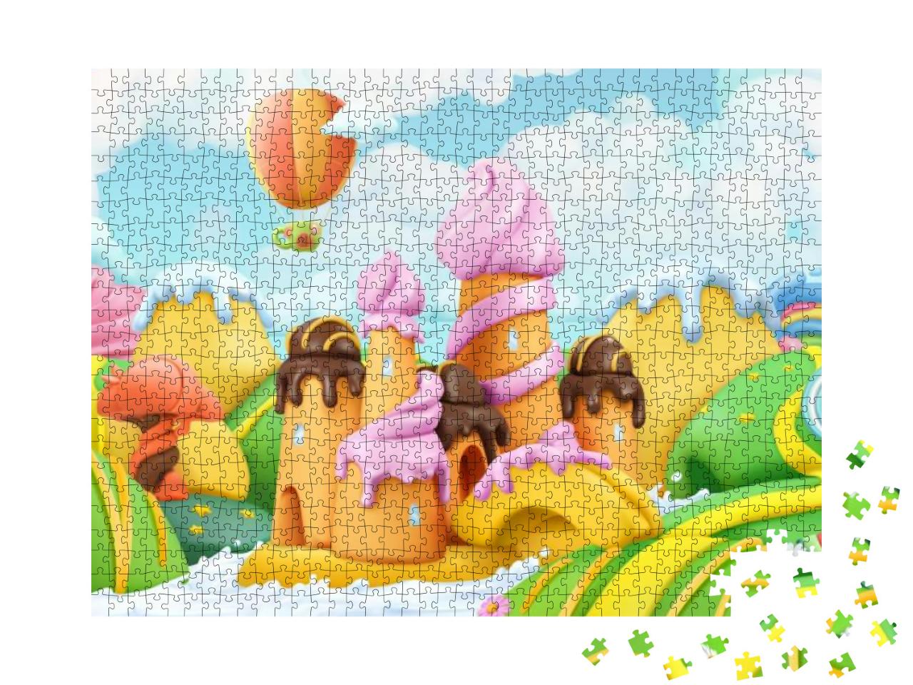 Sweet Candy Land. 3D Vector Cartoon Background. Plasticin... Jigsaw Puzzle with 1000 pieces