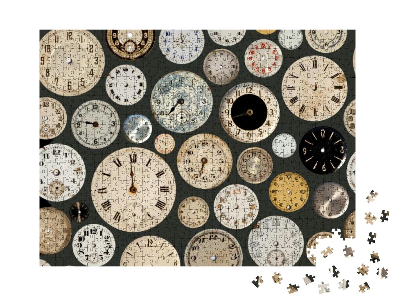 Antique Watch Faces Steam Punk Repeating Tileable Wallpap... Jigsaw Puzzle with 1000 pieces