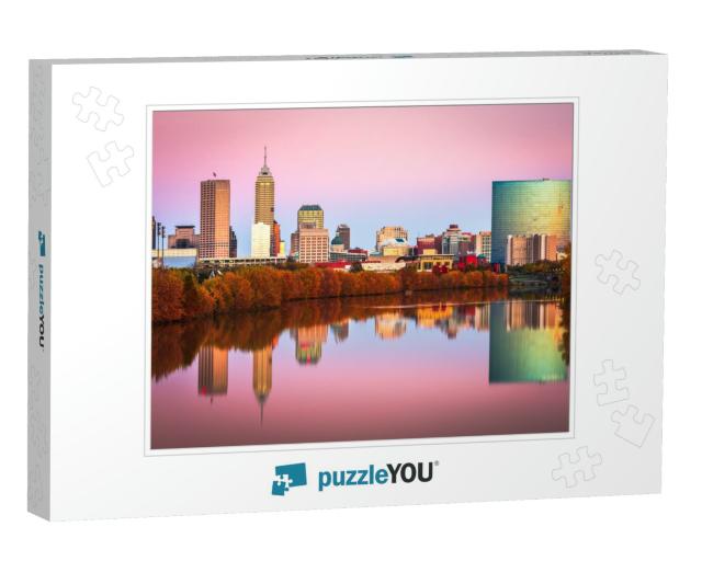 Indianapolis, Indiana, USA Skyline on the White River At D... Jigsaw Puzzle
