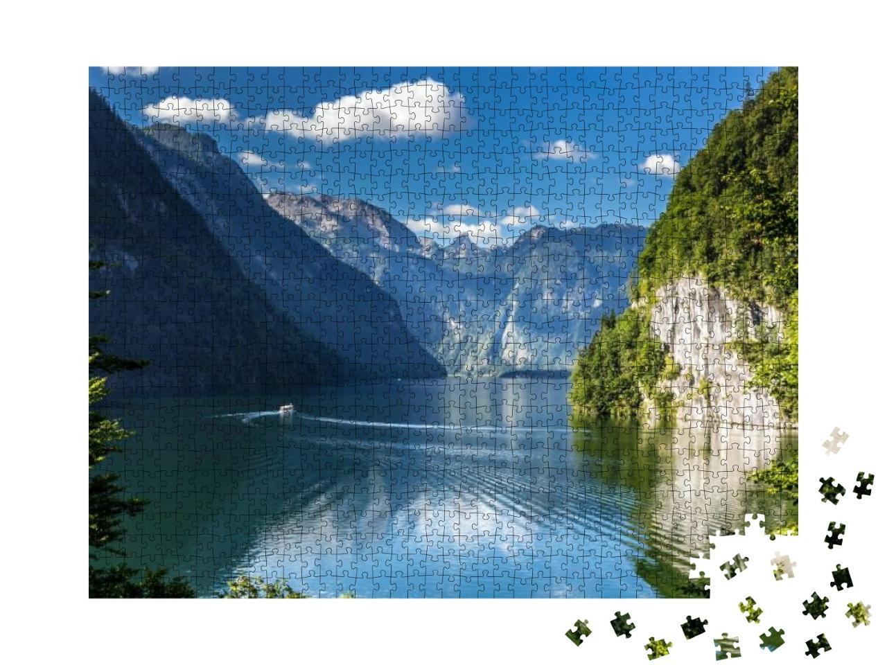 Konigssee Idyllic Alpine Lake in Berchtesgaden, Bavaria... Jigsaw Puzzle with 1000 pieces