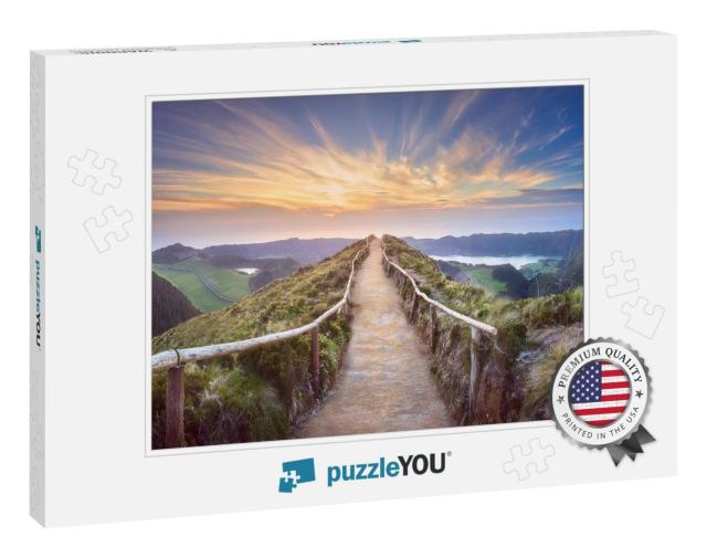Mountain Landscape with Hiking Trail & View of Beautiful... Jigsaw Puzzle