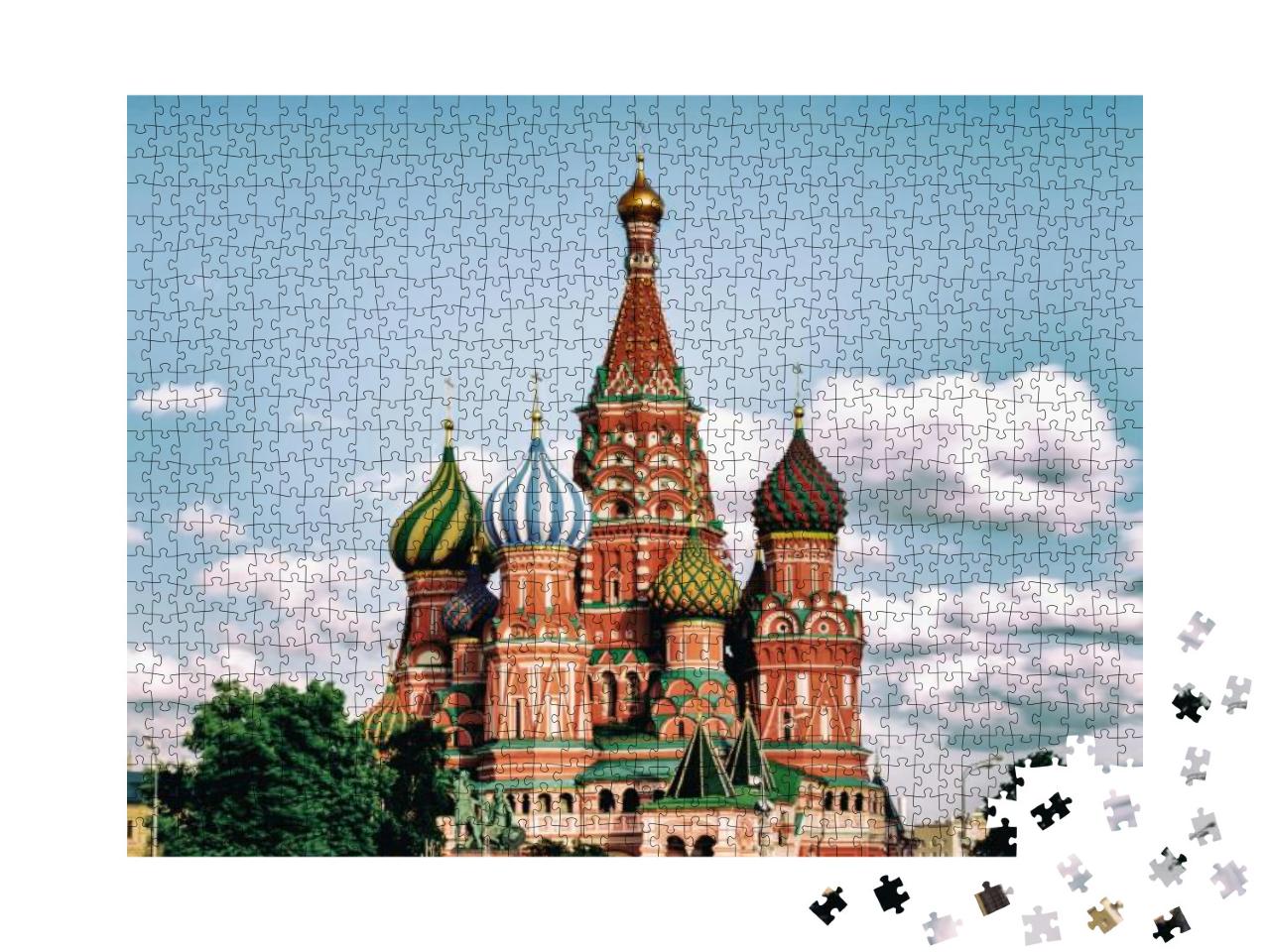 Saint Basils Cathedral & Spasskaya Tower in Red Square, M... Jigsaw Puzzle with 1000 pieces