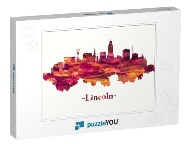 Red Skyline of Lincoln, the Capital City of Nebraska... Jigsaw Puzzle