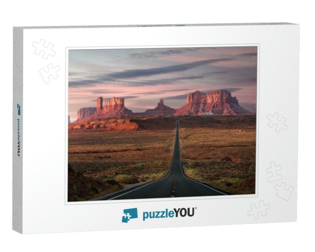 Forrest Gump Point, Red Rock At Monument Valley, Navajo T... Jigsaw Puzzle
