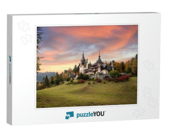 Panorama of Peles Castle, Romania. Beautiful Famous Royal... Jigsaw Puzzle