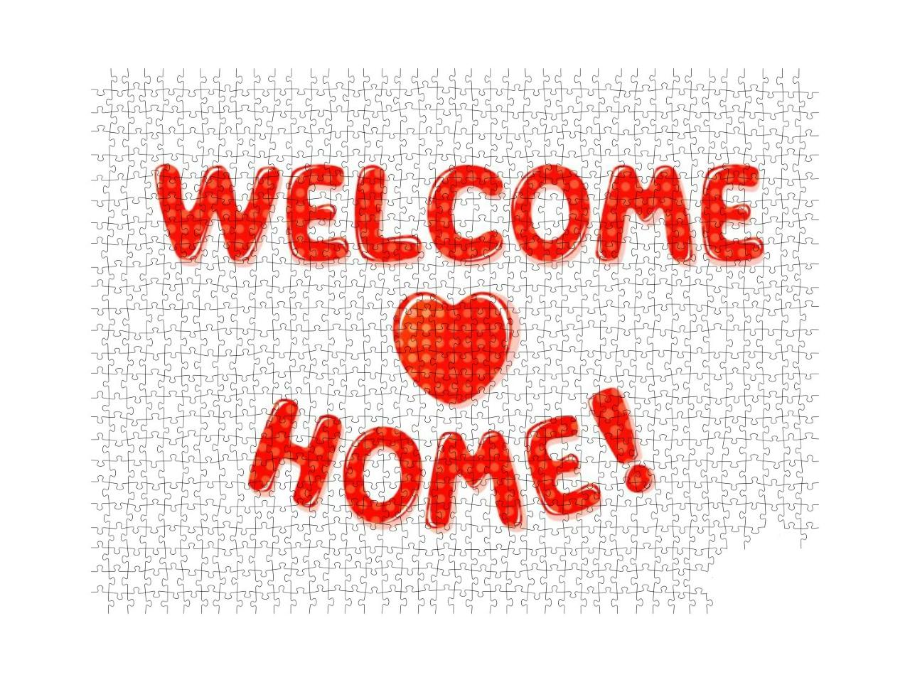 Welcome Home Text with Red Polka Dot Design... Jigsaw Puzzle with 1000 pieces