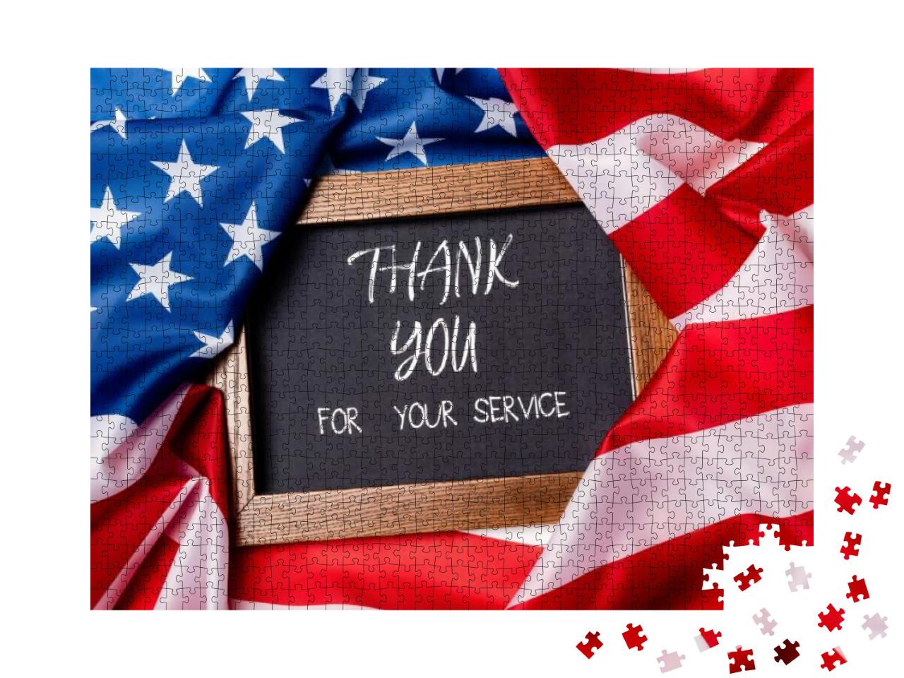 Top View of Thank You for Your Service Lettering O... Jigsaw Puzzle with 1000 pieces