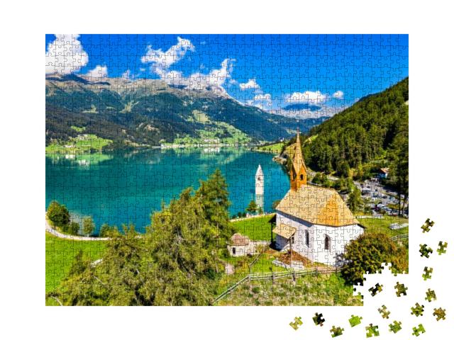 St. Anna Chapel & Submerged Bell Tower of Curon At Graun... Jigsaw Puzzle with 1000 pieces