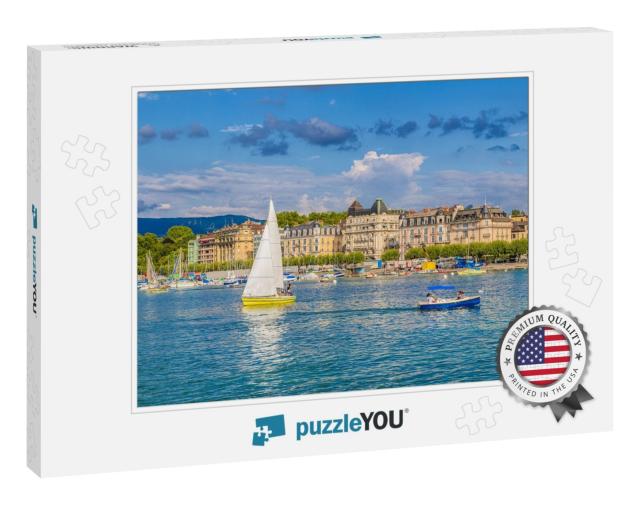 Beautiful View of the Historic City Center of Geneva with... Jigsaw Puzzle