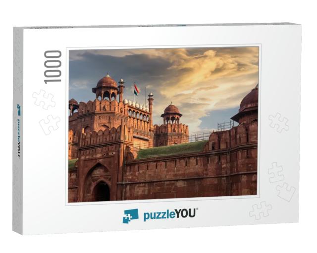 Red Fort Delhi At Sunset with Moody Sky - a UNESCO World... Jigsaw Puzzle with 1000 pieces