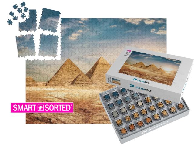 Egyptian Pyramids in Sand Desert & Sky... | SMART SORTED® | Jigsaw Puzzle with 1000 pieces