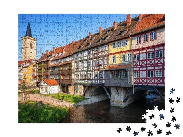 Classic Panoramic View of Ancient City Center of Erfurt w... Jigsaw Puzzle with 1000 pieces