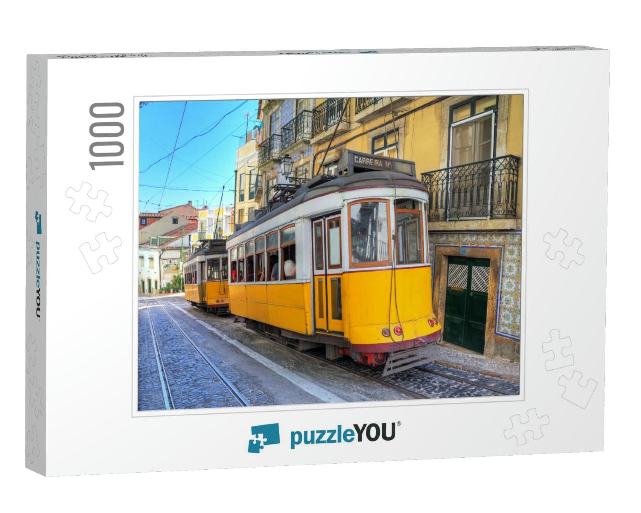 Beautiful Image of the Traditional Yellow Trams in Lisbon... Jigsaw Puzzle with 1000 pieces