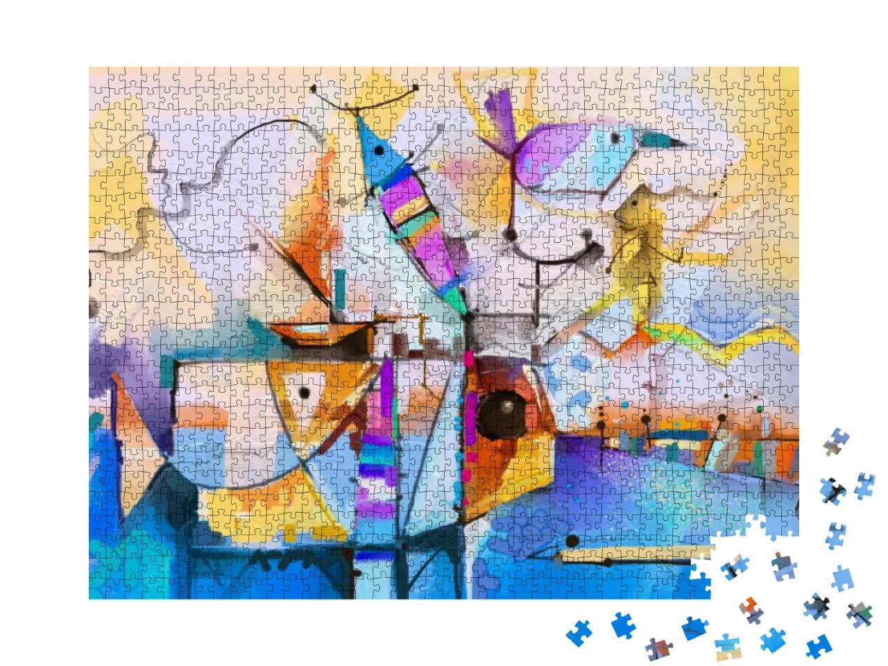 Abstract Colorful Fantasy Oil Painting. Semi Abstract of... Jigsaw Puzzle with 1000 pieces